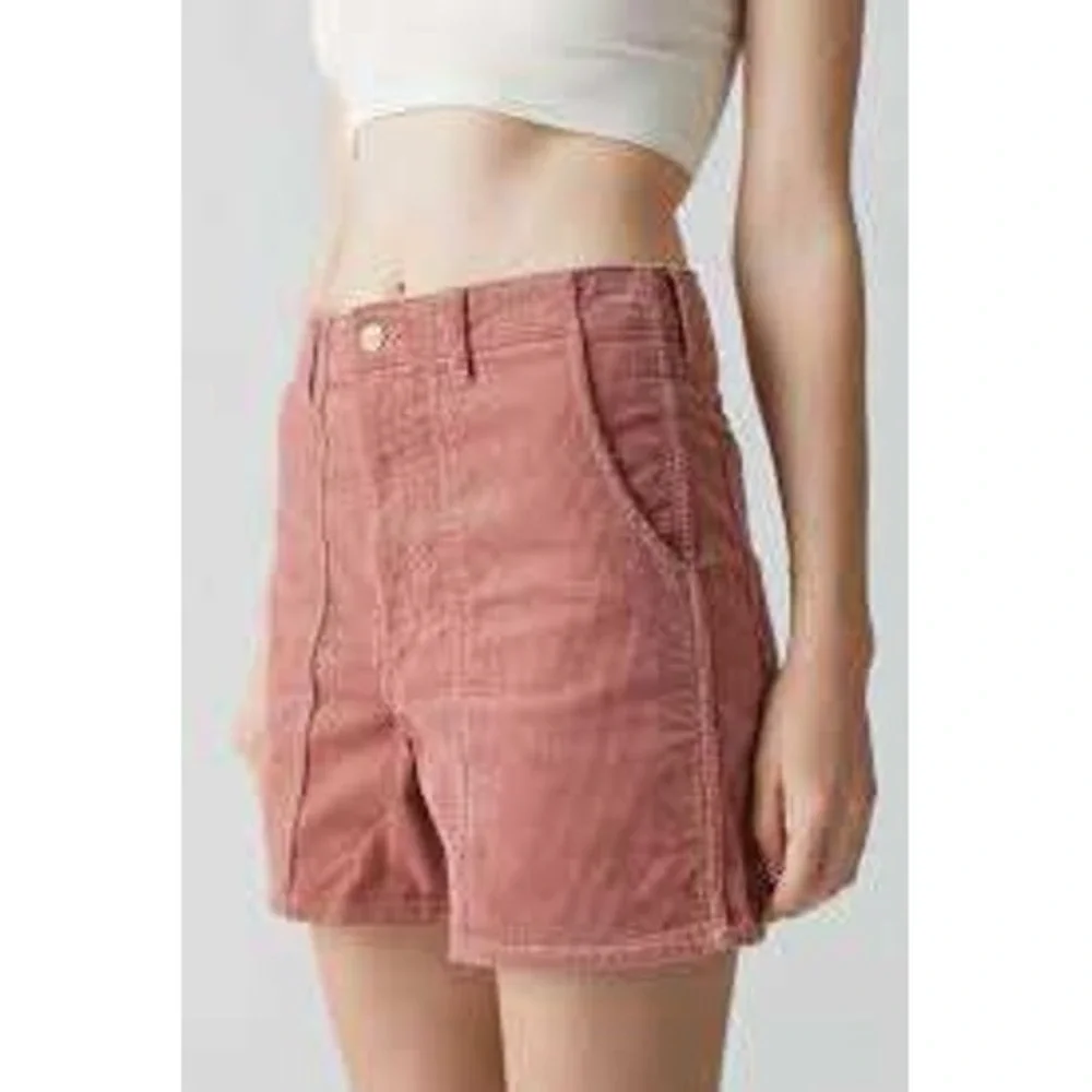 Wrangler Mom Short Effortless Pink Corduroy High Waisted Seamed Shorts Size 29